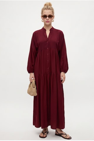 Ritnice Kadın Modest New Base %100 Viskon Bordo Maksi Boy Yazlık Elbise