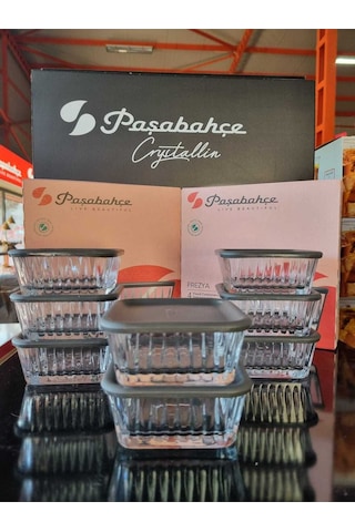 Paşabahçe 530236 - Frezya Gri Kapaklı 8'li Kase 225 Cc Şeffaf