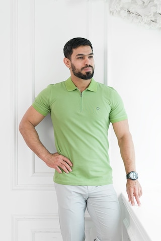 Paul Martin Fermuarlı Polo Yaka Regular Fit T-Shirt Yeşil