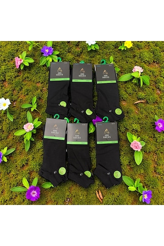 Erkek Kısa Dikişsiz Bambu Çorap 6'lı Ve 12'li Siyah