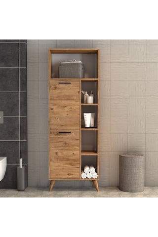Suna İki Kapaklı 9 Raflı Banyo Dolabı Çam - Bdl0402 Çam