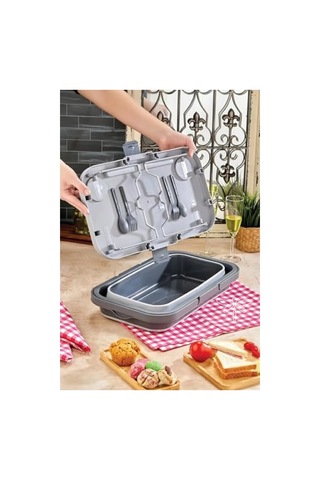 24 Litre Kapasiteli Katlanır Piknik Seti, Gri Renk, Pratik Taşıma