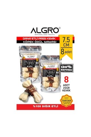 Algro Dana Etli Doğal Ödül Kemiği 7.5 CM 25 G 2 x 4'lü