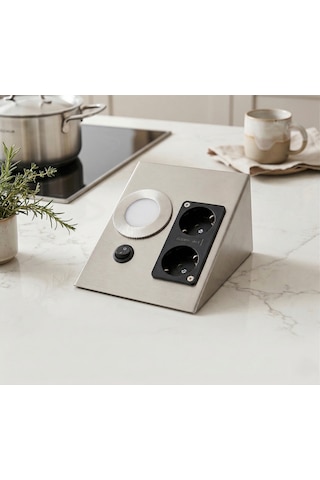 Cata Ct 5109 Krom Kasa 5w Çift Prizli Tezgah Aydınlatma Gün Işığı 3200k
