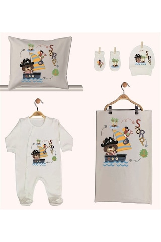 Pia Baby Gl 1938-02 İsme Özel Beşli Tulum Set Krem