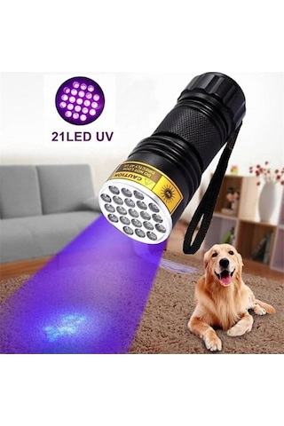 Valkyrie 21 Led 395nm Güneş Işığı Eltraviyole Uv El Feneri - Siyah Fener - Evcil Hayvan Otel Ev Temizlik Para Taş Mücevherat Siyah