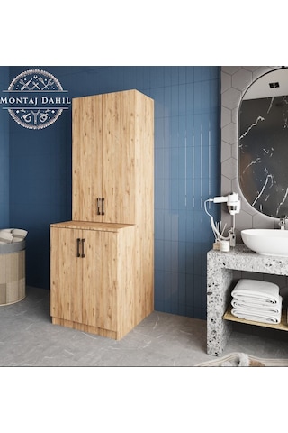 Aspen Çamaşır Ve Kurutma Makinesi Dolabı Banyo Dolabı Çam Çam