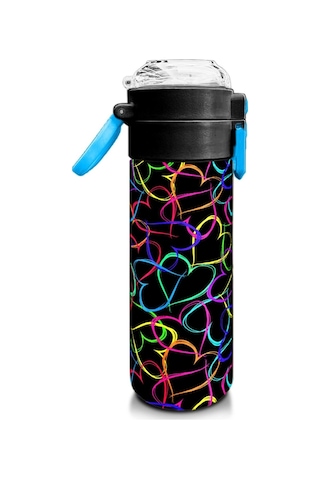 Coral High 500 Ml Pipetli Ve Direkt İçim Çelik Termos/matara - Kız Çocuk - Çok Renkli Kalp Desenli Çok Renkli
