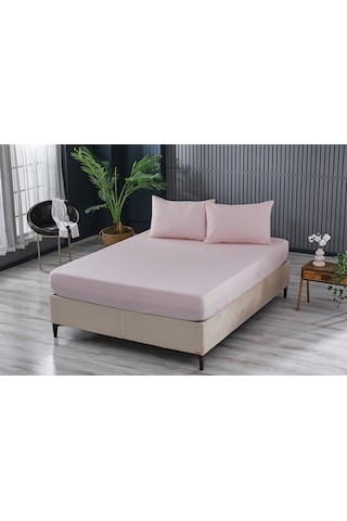 Doqu Home Colourful Fitted Çarşaf Tek Kişilik - Pudra