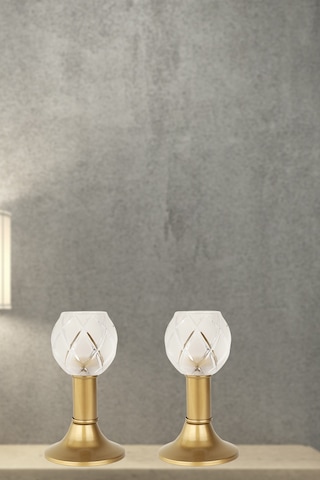 Nira 2 Adet Camlı Tealight Mumluk Eskitme