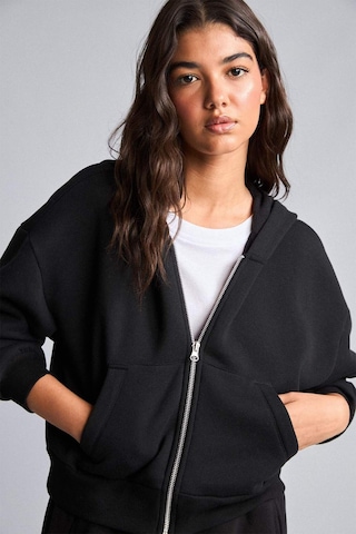 Defacto Regular Pamuklu Fıt Kapüşonlu Fermuarlı Siyah Sweatshirt I2412ax26aubk81 Siyah-bk81