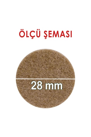 Yapışkanlı Yuvarlak Keçe Masa Sandalye Parke Zemin Ayak Koruyucu Kaydırmaz Keçesi 28 Mm 28'li Paket Kahverengi