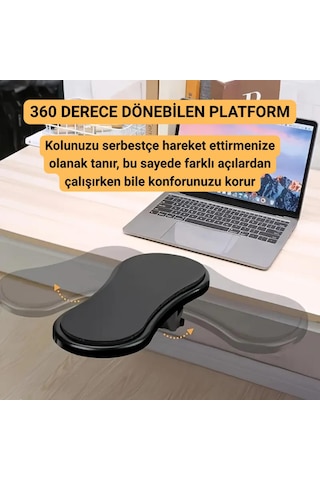 Polham 360 Derece Dönebilen Sıkıştırmalı Kol Dayama Pedi, Masa, Sandalye İçin Kol Desteği, Ayarlanabilir
