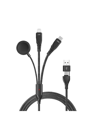 Ally 2x Type-c 100w-27w + Apple Uyumlu Watch İçin Type-c Şarj Kablosu- 5775 Standart
