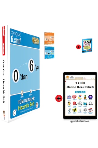 Tonguç Akademi 6. Sınıf 0 dan 6 ya Seti En Son Baskı Yeni + Sadık Uygun Yayınları Matematik Soru Bankası + 1 Yıllık Online Ders Paketi