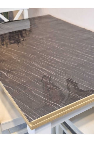 Kalın Pvc Masa Koruyucu 1.2 Mm Mika Örtü, 80 Cm En, Mermer Desen 32pvc-mrm6 Siyah