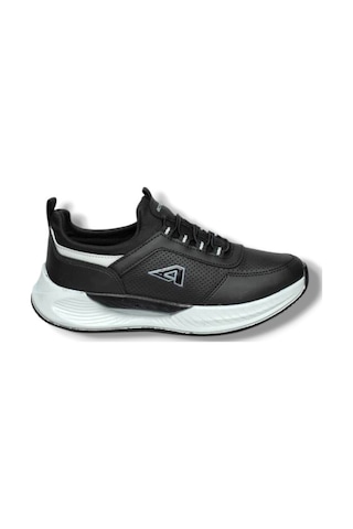 Acropol 137-26 Deri Anatomik Erkek Sneaker Siyah Gümüş Siyah