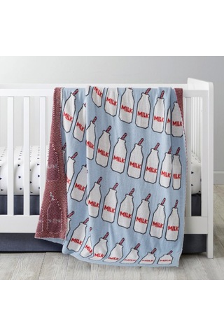 Suntek Bebek Çocuk Örgü Çok Amaçlı Battaniye L-130X110Cm Açık Mavi