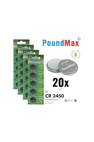 Lexroo 20 X Cr2450, Dl2450,ecr2450, Kcr2450 3v Lityum Madeni Düğme Pil