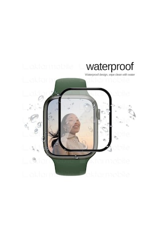 Apple Watch Uyumlu 7 45 Mm Ekran Koruyucu 3d Tam Kapatan Kavisli Ppma Nano Cam Tam