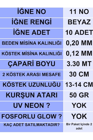 Ea genset İstavrit Çaparisi 20x12 11 No 10 Beyaz İğneli 2li Paket