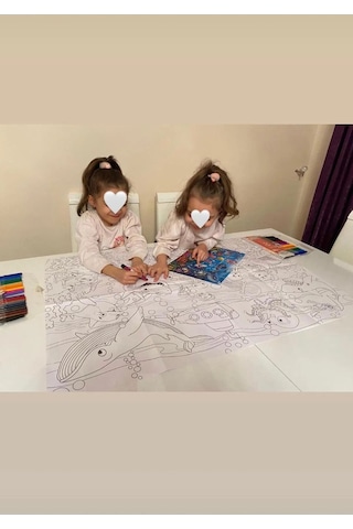 Kız Çocuklar İçin Dev Boyama Seti-2, Prenses Kalesi, Lunapark, Okyanus..temalı 6 Adet