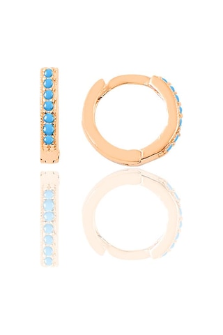 Söğütlü Silver Gümüş Rose Turkuaz Taşlı 9 Mm Halka Küpe Tragus Piercing Helix Kı Söğütlü Silver Gümüş Rose Turkuaz Taşlı 9 Mm Halka Küpe Tragus Piercing Helix Kı