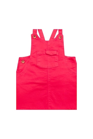 Kız Bebek Pamuklu Cepli Salopet-13899 Fuşya