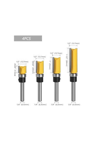 Konesam Ahşap Cnc Freze Aracı: 1/4 Uçlu İki Kenarlı Rulmanlı Taşlama Bıçağı, Uzun Konstruksiyonlu 1/4 1/2 38
