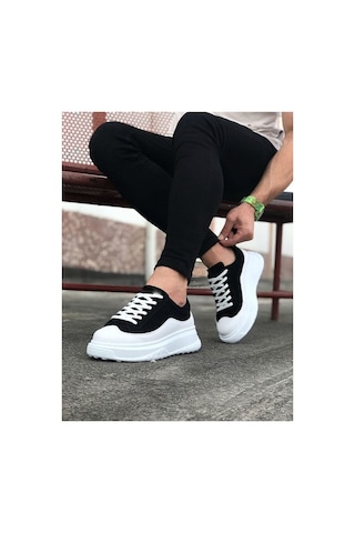DMR Elegance Jy507 Alone Bağcıklı Süet Cilt Erkek Günlük Sneaker Ayakkabı Scbt Siyah/beyaz