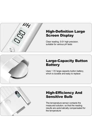 Springsun Ph Değeri Asitlik Ve Alkalinite Test Cihazı Taşınabilir Ph Test Kalemi Beyaz