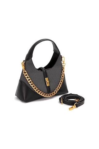 Levidor 930409 Kadın Gold Zincir Aksesuarlı El Çantası Siyah Siyah