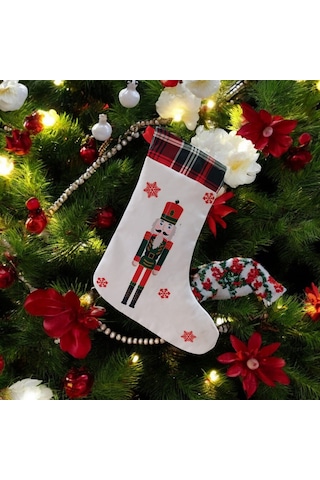 40 Cm Yılbaşı & Christmas Desenli Dekoratif Hediye Kesesi, Noel Ç