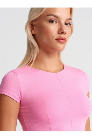 Dilvin 31992 Peplum T-shirt-pembe Pembe