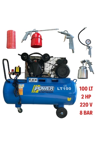 Power PV2051HVL 100 L 8 Bar 220V Hava Kompresörü 5'li Set