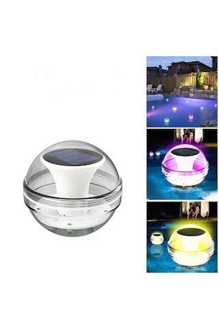 Güneş Enerjili Solar Top Şeklinde Yüzen Havuz Lambası Beyaz- Sıcak Sarı - Rgb Led Su Geçirmez