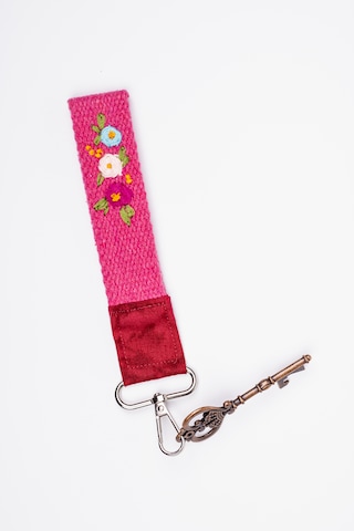 Fabric Craft Bag Anahtarlık Kumaş, Nakışlı, Metal Kancalı Pembe