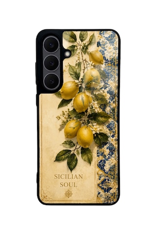 Samsung Uyumlu S25 Fe Sicilian Lemon Garden Tasarımlı Glossy Telefon Kılıfı Sarı