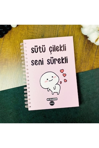 Sütü Çilekli Seni Sürekli Konuşan Ajanda-akademik Ajanda Planlayıcı Pembe