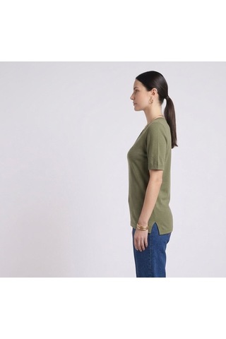Neden Tekstil Kadın V Yaka Kısa Kollu Basic T-shirt - Yeşil
