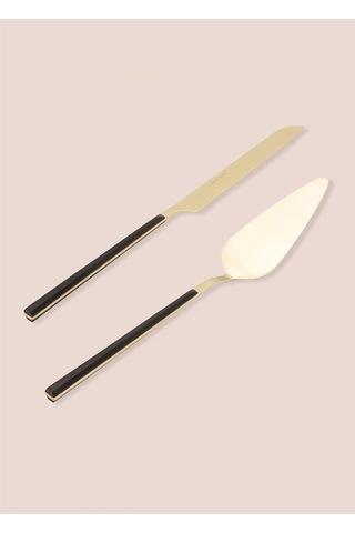 The Mia Pasta Servis Seti Bianco Siyah Gold Ckb0252 Altın