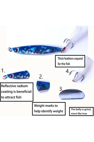 Hengjıa 7 Adet Metal Lures Demir 8 Cm/40g Tüy Kanca İle Balıkçılık Lures Yem