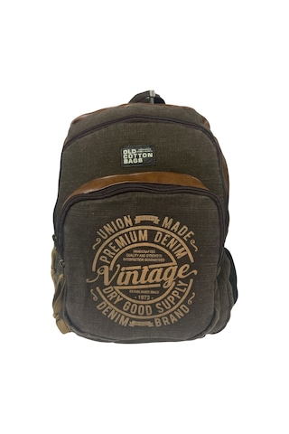 Old Cotton Cargo Kaliteli Siyah Vintage Salaş Baskılı Disayn Günlük Gezi Okul Sırt Çantası Revilla Bag 28x38cm Sarı