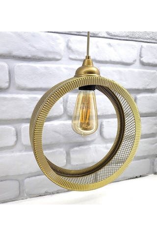 Decodelight Eskitme Gold Endüstriyel Metal Hasır Dairesel Avize Eskitme