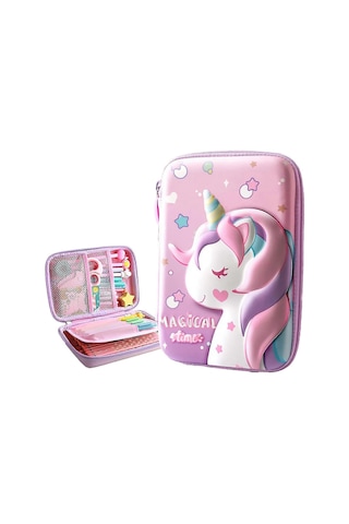 Valkyrie 3 Boyutlu Büyük Unicorn Su Geçirmez Kalem Kutusu Pembe