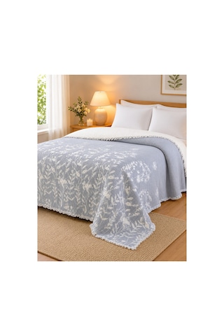 Bloomy Müslin Yatak Örtüsü Pike Çift Kişilik Yumuşak Dokulu Nefes Alan 4 Mevsim Örtü 230x250 Çeyiz&günlük Gri