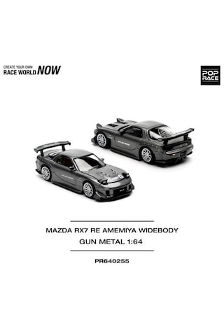 Pop Race Mazda Rx-7 Re-amemıya Gun Metal 1/64 Siyah