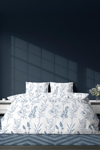Zeynep Tekstil Pamuklu Çarşafsız Nevresim + Yastık Kılıfı Çift Kişilik Nevresim Seti Perry 200 x 220 Mavi
