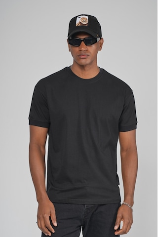 King Brich Slim Fit Kalıp Kolu Ribanalı Basic %100 Pamuklu Tişört Siyah