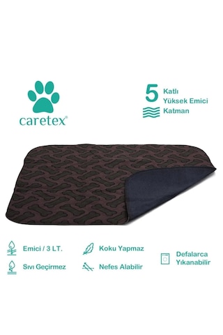 Abso 4 Katlı Yıkanabilir Emici Köpek Pedi Kahve Kemik Baskılı